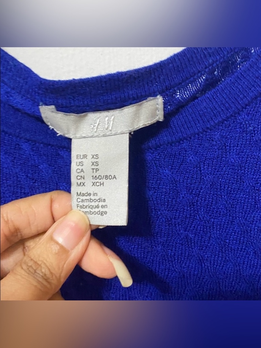 Cobalt Royal Blue Puff Sleeve Ribbed Knit Top H&M XS Quiet Luxury - Picture 5 of 10